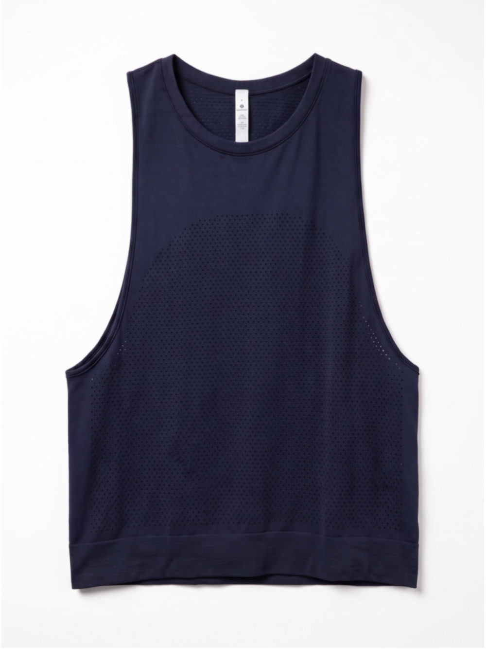 LULULEMON Breeze By Muscle Tank Navy Blue Sleeveless Top Mesh Loose Fit, Sz 6